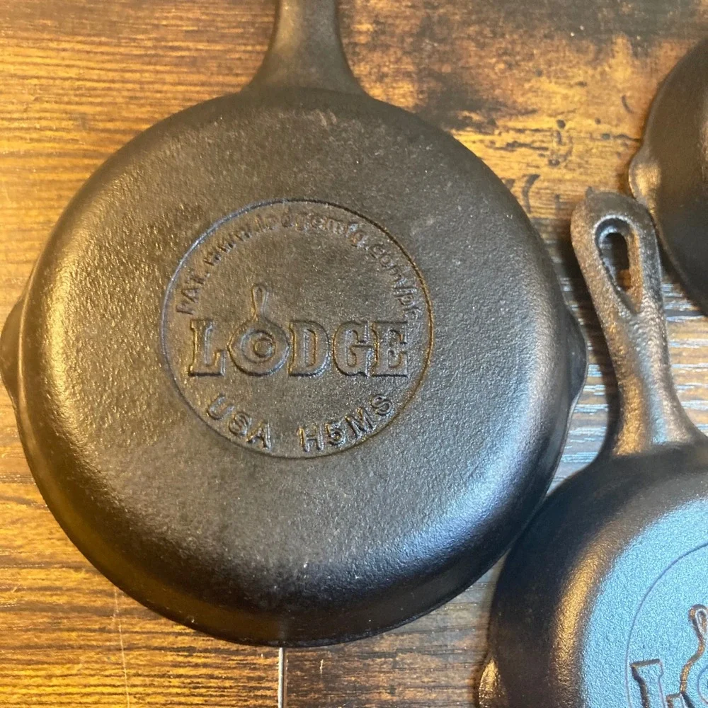 Lodge Cast Iron Mini Skillet 5 Piece Bundle USA LMS H5MS Black Skillets
